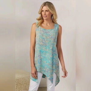 Soft Surroundings Maui Sleeveless Tunic Top Size XS
Handkerchief Hem heart 2CU76
